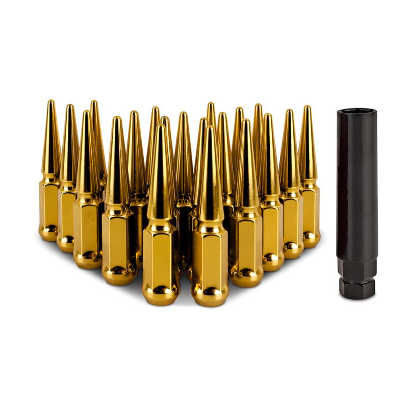 Mishimoto MMLG-SP1215-20GD Steel Spiked Lug Nuts M12x1.5 20pc Set - Gold