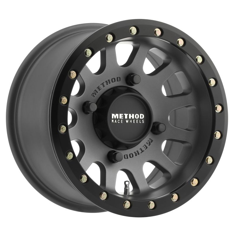 Method Wheels MR40157047843B Method MR401 UTV Beadlock 15x7 / 4+3/13mm Offset / 4x136 / 106mm CB Titanium Wheel- Matte Black Ring