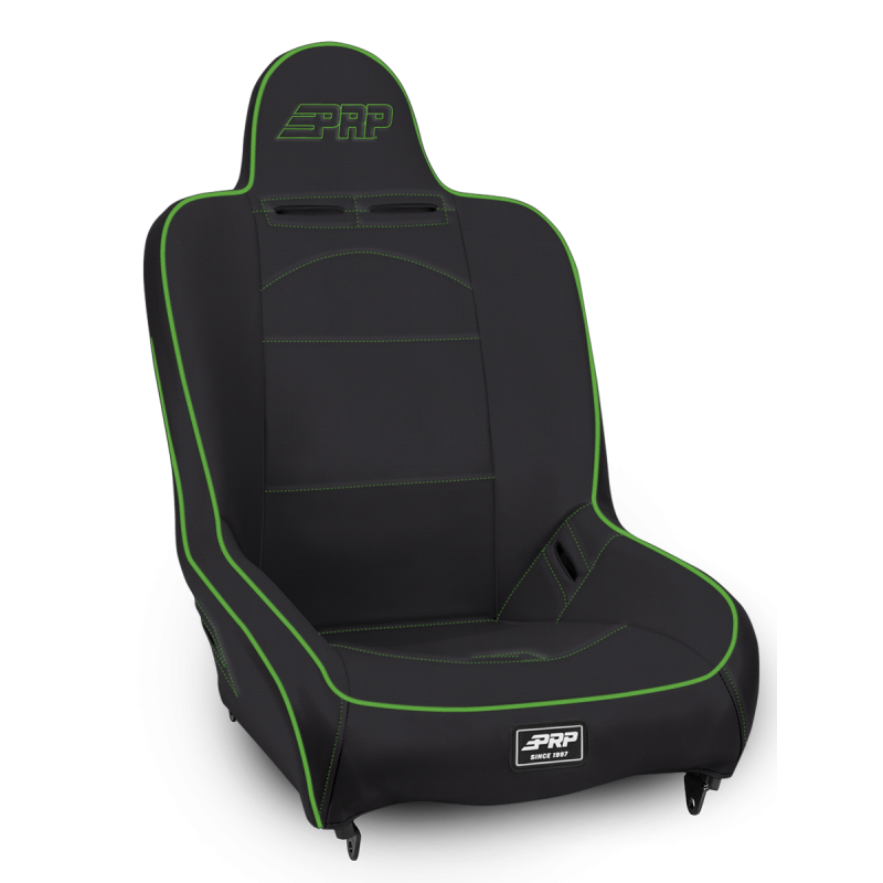 PRP Seats A100110-201-W PRP Premier High Back Suspension Seat- Black/Green Vinyl