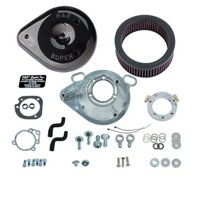 S&S Cycle 170-0304B 01-17 Stock EFI BT Models Teardrop Air Cleaner Kit - Gloss Black