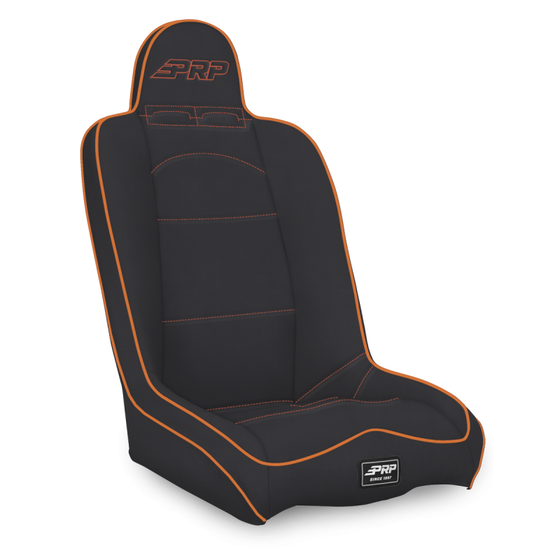 PRP Seats A140110-201-207 PRP Daily Driver High Back Suspension Seat- Black/Orange Vinyl