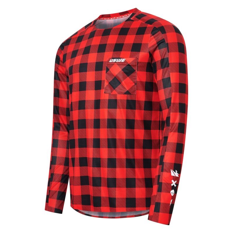 USWE 80951061400108 Flannel Long Sleeve Lightweight Off-Road Jersey Flame Red - 2XL