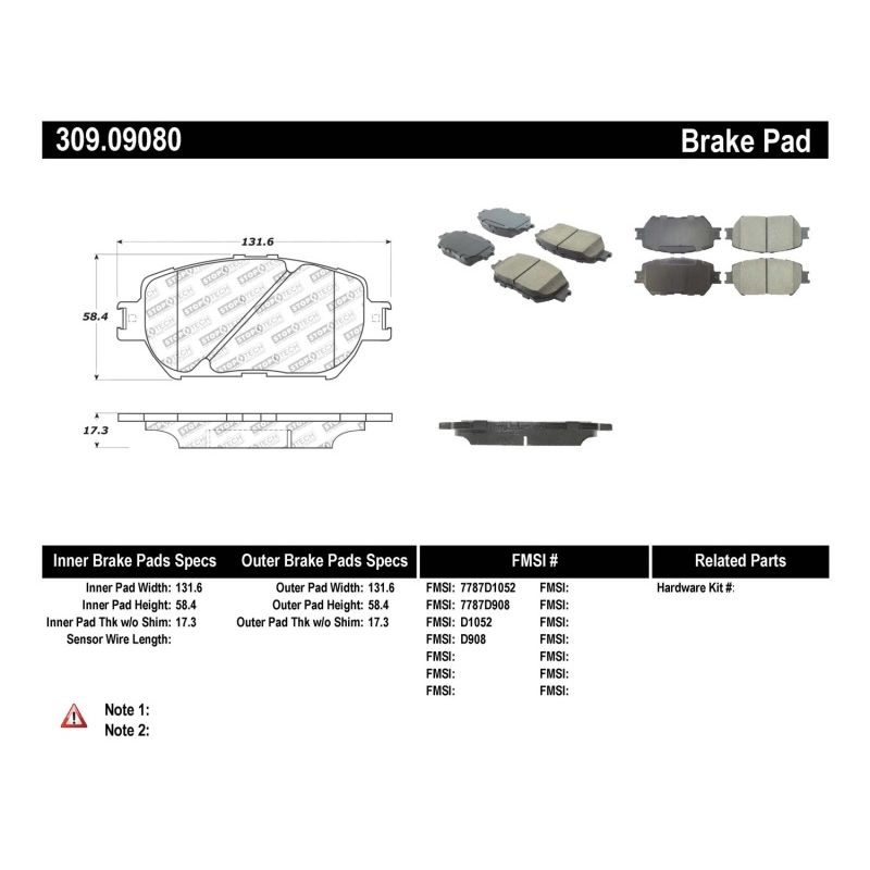 Stoptech 309.09080 Performance 06 Lexus GS / 09-10 IS Front Brake Pads