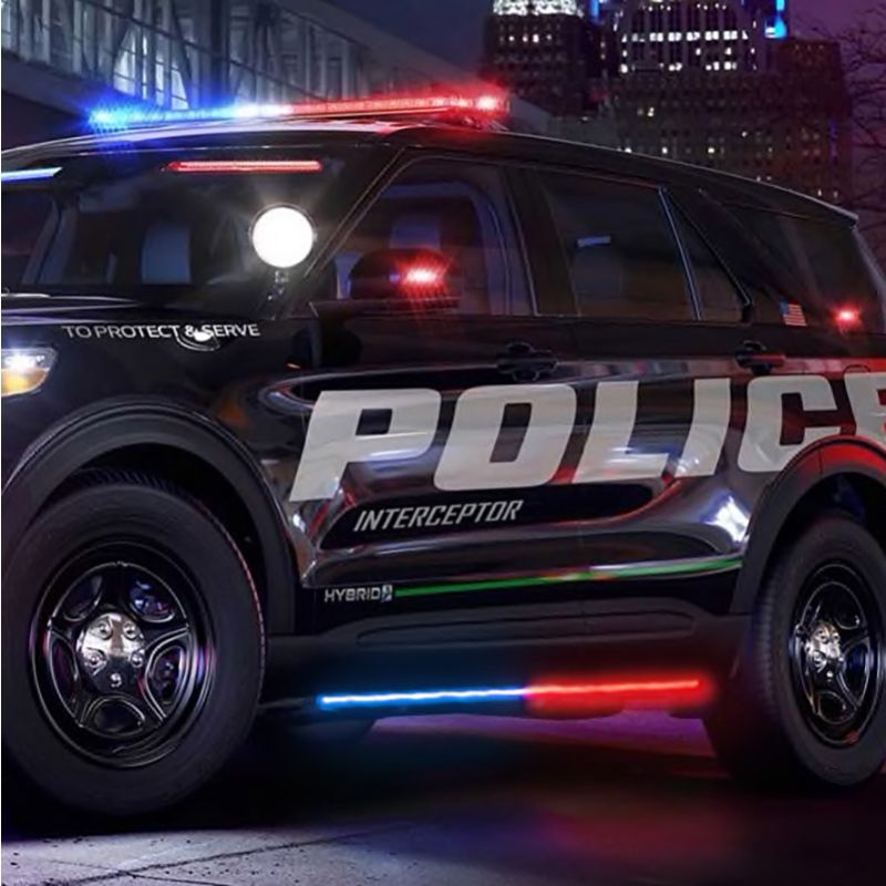 Putco 901001460 11-19 Ford Explorer Interceptor Blade Rocker Kits Sideliners- Red & White w/ White Override