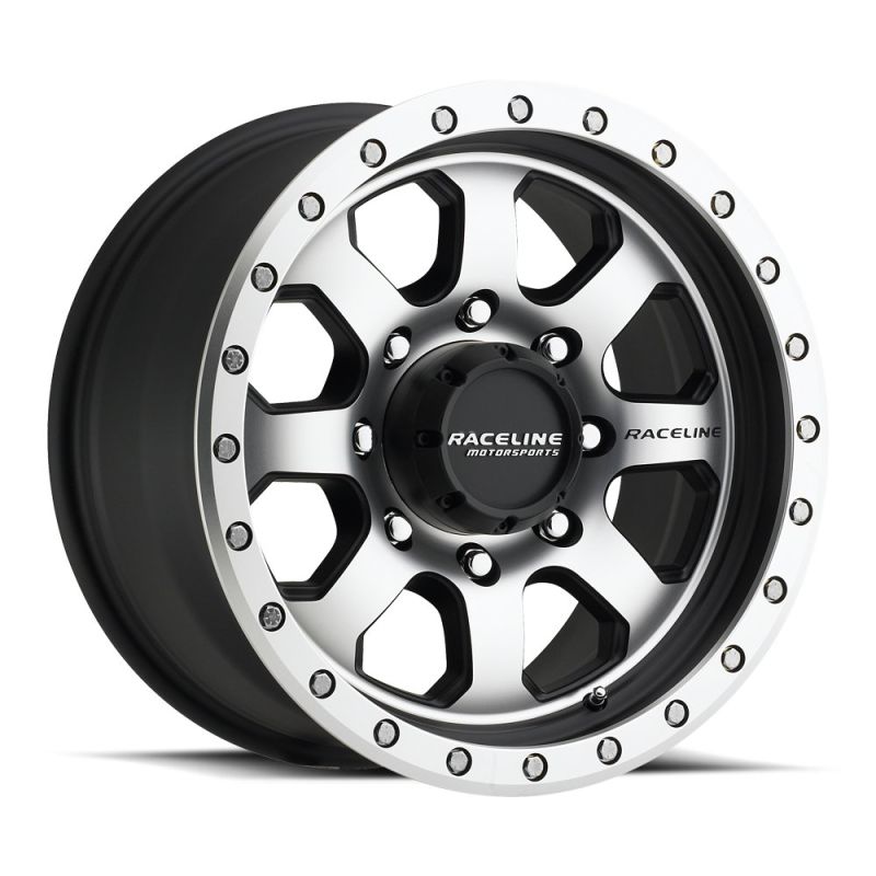 Raceline 929M Avenger 17x9in / 5x139.7 BP / -12mm Offset / 107.95mm Bore - Black & Machined Wheel