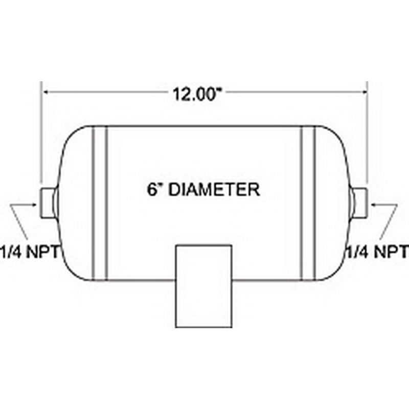 Firestone 9125 Air Tank 1 Gallon 6in. x 12in. L (2) 1/4in. NPT Ports 150 PSI Max - Black (WR17609125)