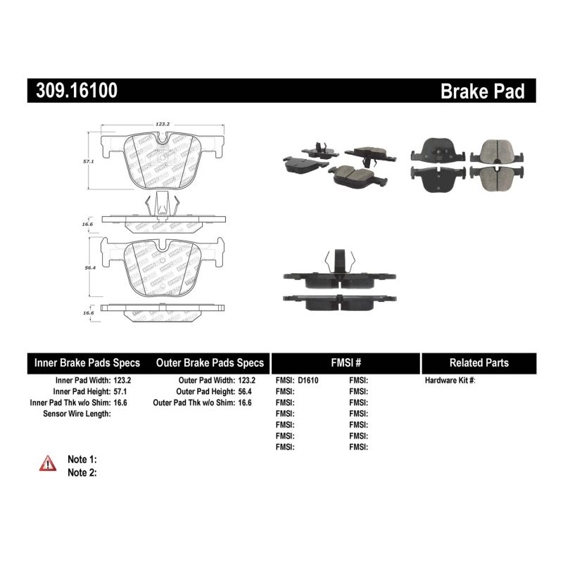 Stoptech 309.16100 Performance Brake Pads