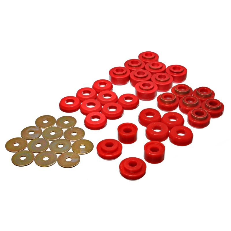 Energy Suspension 3.4136R Chevrolet 4 door Red Body Mounts (Recommended for Police/Taxi/Race)