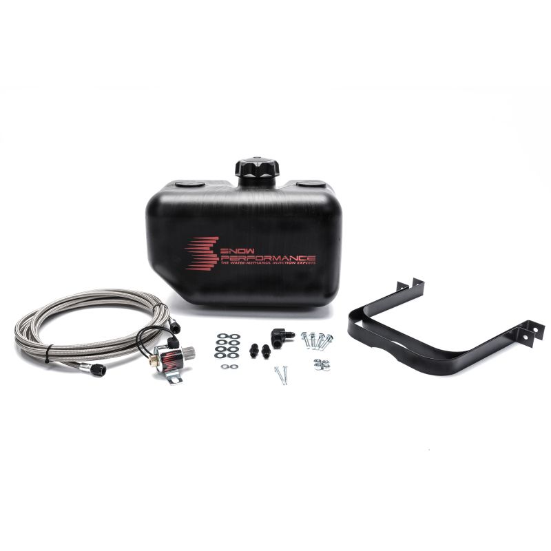 Snow Performance Water Tank Upgrade 2.5gal Braided SS Line w/Bracket/Solenoid/Hose/Fittings