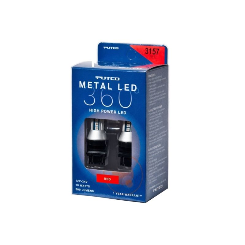 Putco 343157R-360 3157 - Red Metal 360 LED
