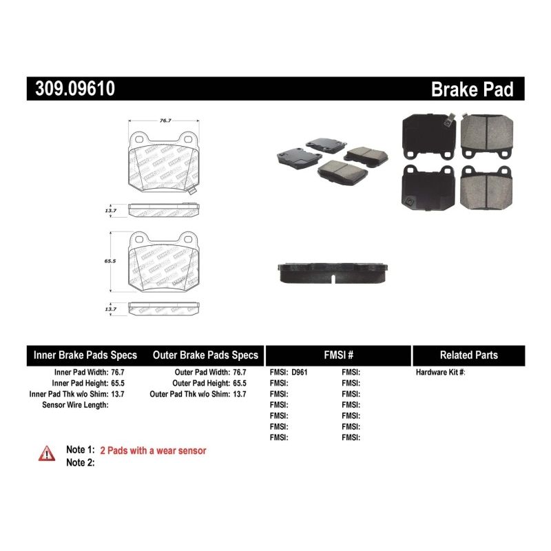 StopTech Performance ST-22 2-Piston Rear Caliper Brake Pads