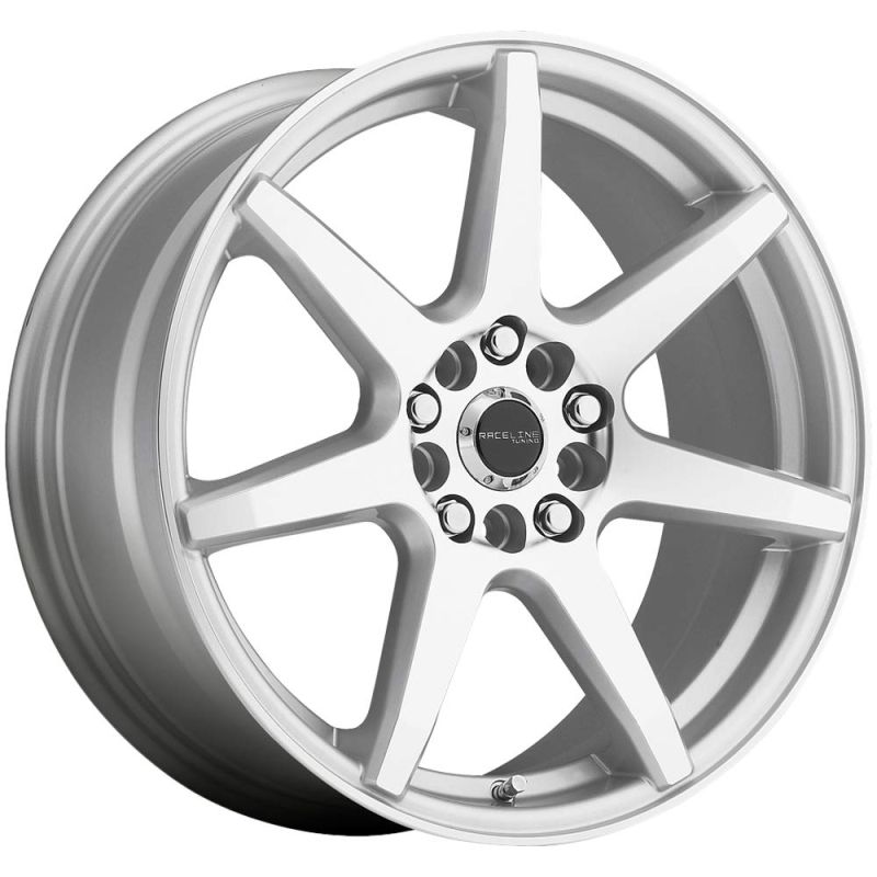Raceline 131S Evo 16x7in / 4x100/4x108 BP / 40mm Offset / 72.62mm Bore - Silver & Machined Wheel
