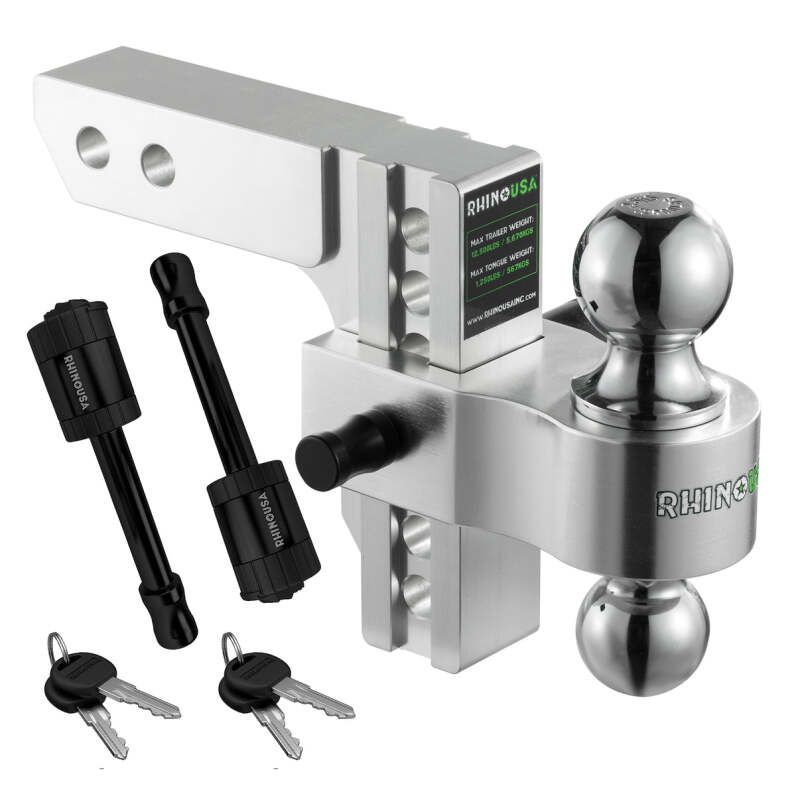 Rhino USA RG-HTDROP2-SVR 6In Heavy Duty Drop Hitch - 2In (Silver)