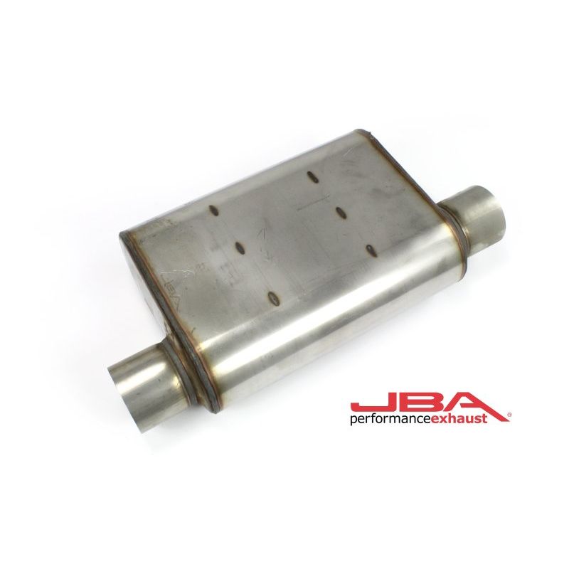 JBA Universal Chambered Style 304SS Muffler 13x9.75x4in 3in In/Out Dia Offset/Offset (Same Side)