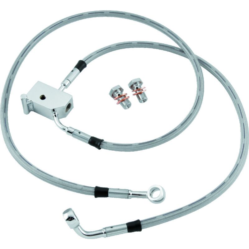 TwinPower 035867 Twin Power L87-99 FLST Stainless Steel Dot Brake Line Kit Rear Stock Length