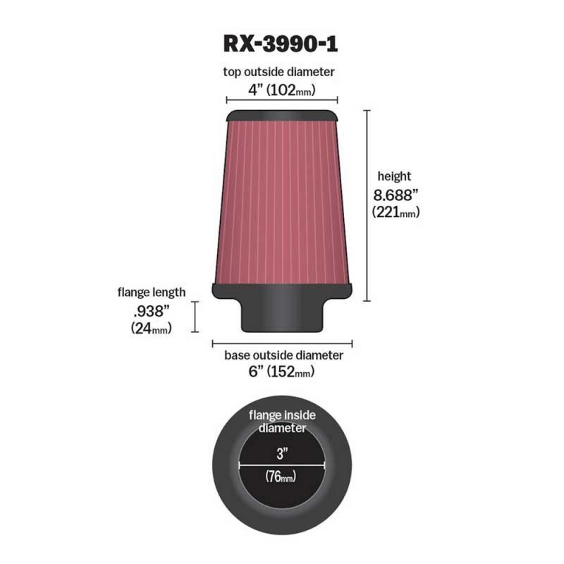 K&N RX-3990-1 Universal X-Stream Clamp-On Air Filter
