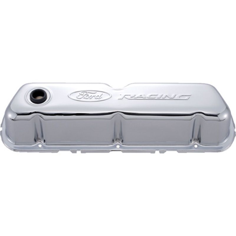 FORD FRD302-070 Chrome Steel Valve Cover Set w/Ford Racing Logo