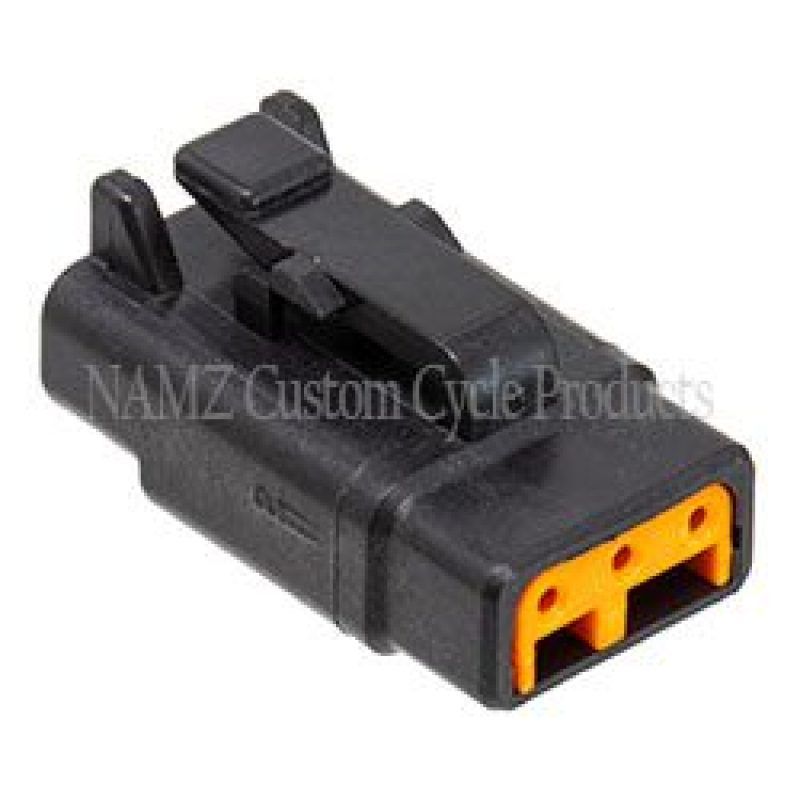 NAMZ MDP-3B Deutsch DTM 3-Position Plug w/3 Stamped Terminals & Wedgelock - Black (HD 74113-98BK)