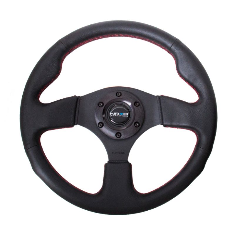 NRG Reinforced Steering Wheel (320mm) Leather w/Red Stitch
