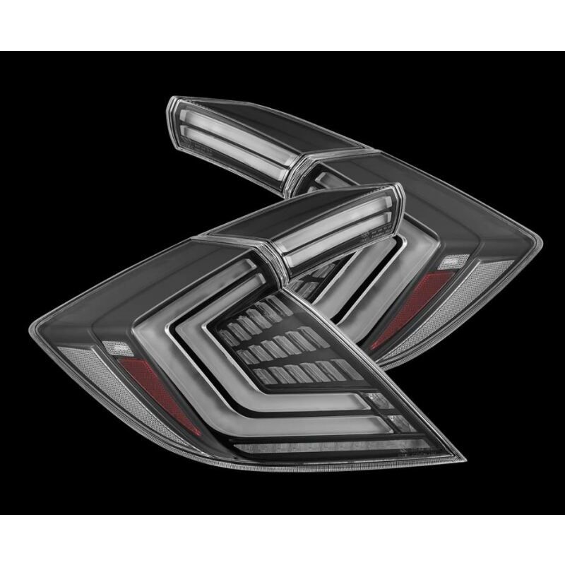 AlphaRex 676020 16-21 Honda Civic Hatchback / Type-R FK8 Nova-Series LED Tail Lights (Pair) - Black