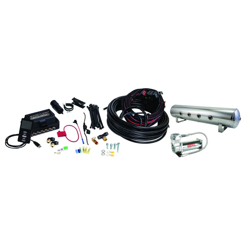 Air Lift Performance 3P (3/8 Air Line 4 Gal 7-Port  Polished Aluminum Tank VIAIR 444C Comp)