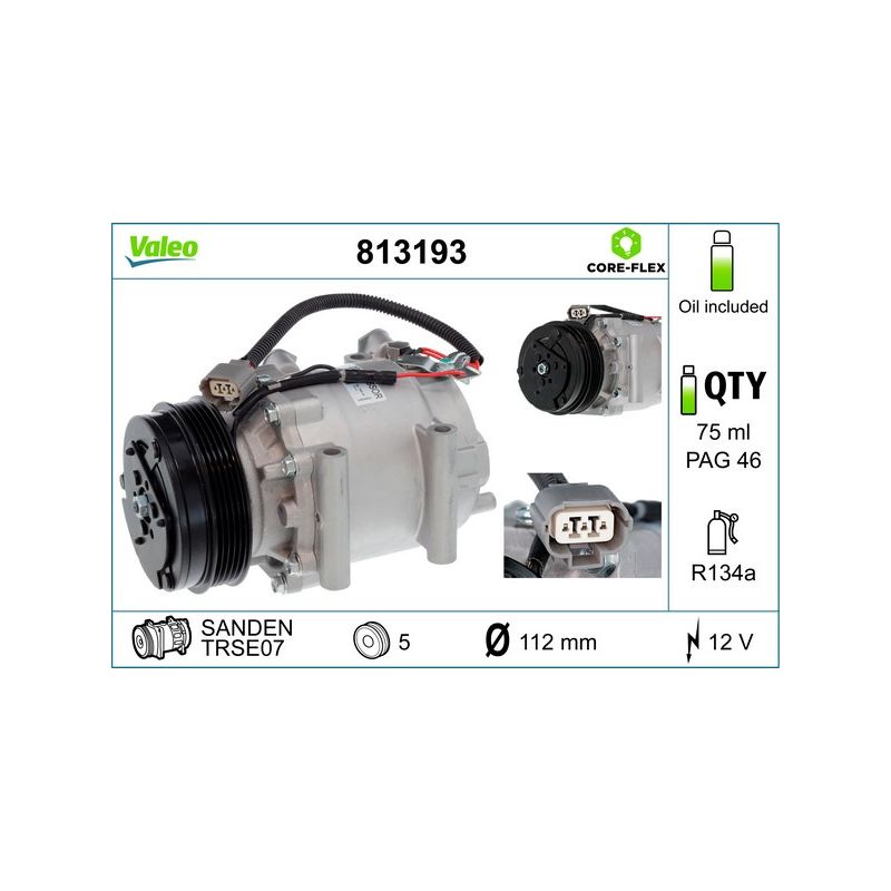 Valeo 813193 2007-2008 Honda Fit Compressor 1.5L