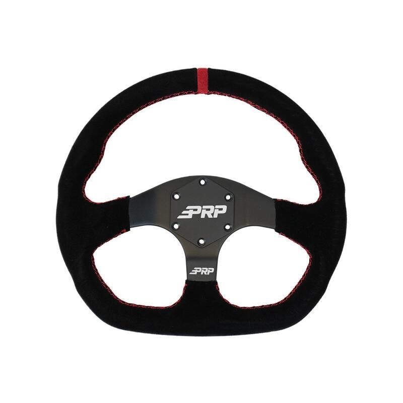 PRP Seats G253 PRP Suede D-Shape Steering Wheel - Red