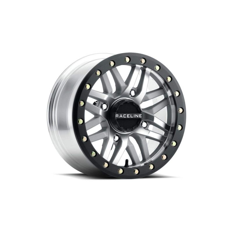 Raceline A91MA Ryno 15x7in/4x137 BP/10mm Offset/110.18mm Bore - Machined & Black Ring Beadlock Wheel