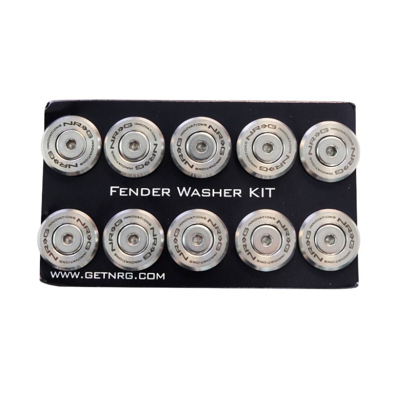 NRG M-Style Fender Washer Kit (TI Series) M6 Bolts For Plastic (Silver Wshr/Silver Scrw) - Set of 10