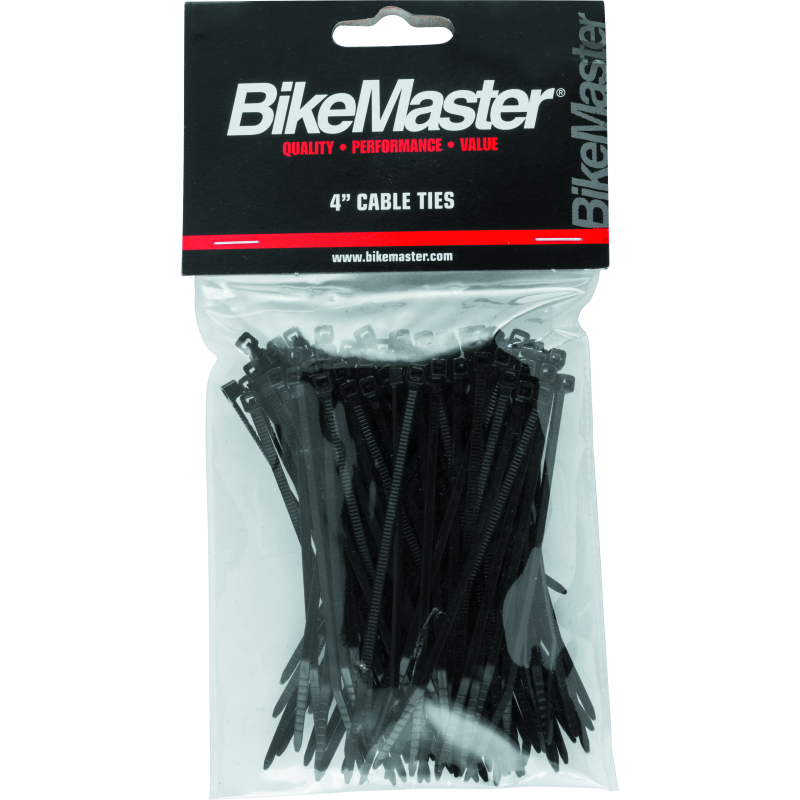 BikeMaster 151672 4in Cable Ties (Pack of 100) - Black