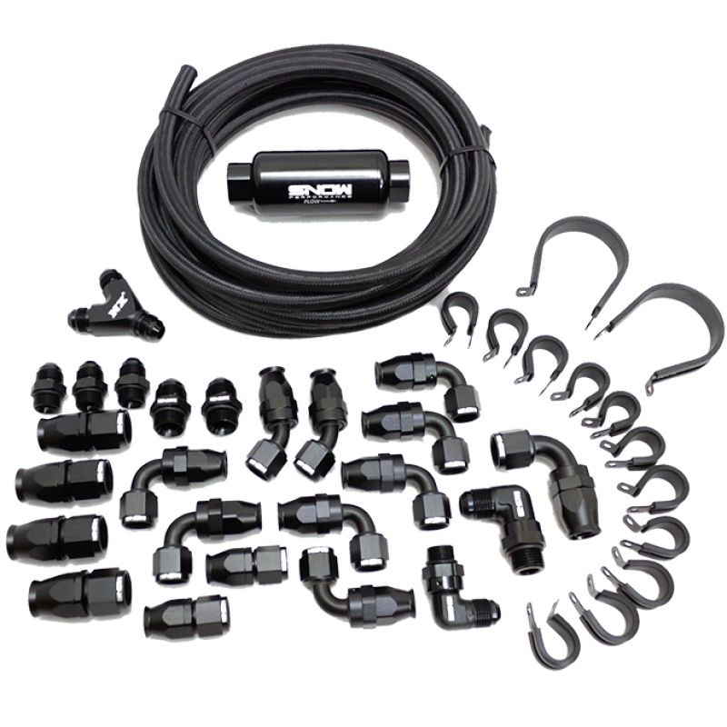 Snow Performance SNF-60801B 8AN Braided Stainless Fuel Line Kit - Black Line