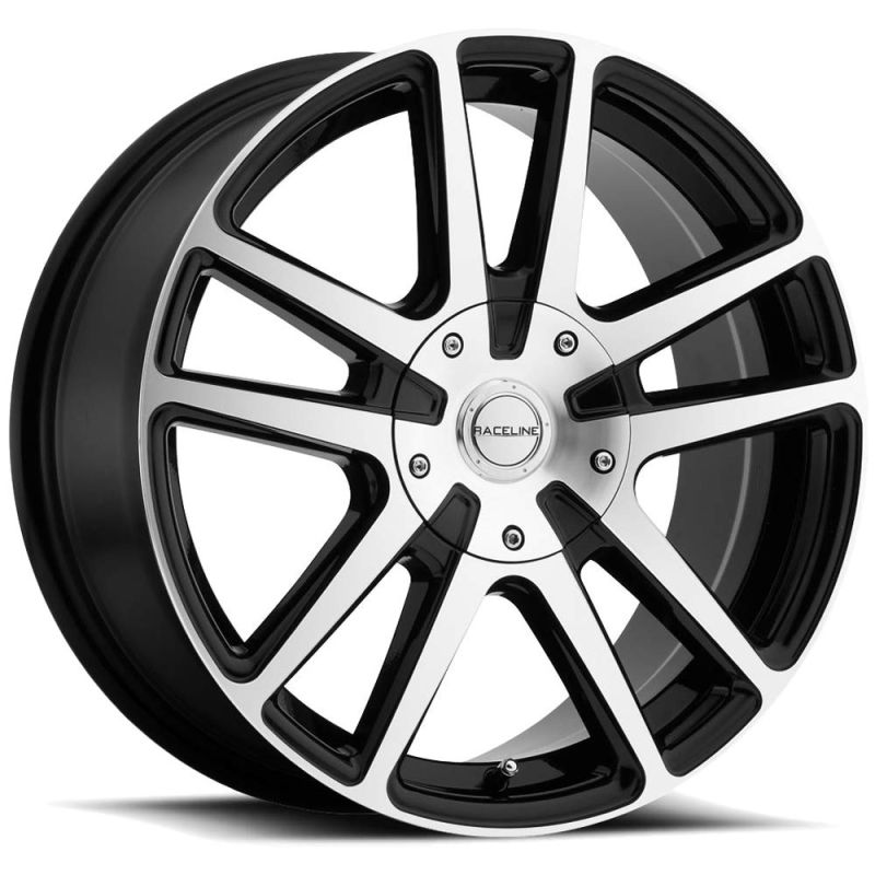 Raceline 145M Encore 15x7in / 5x100/5x114.3 BP / 40mm Offset / 72.62mm Bore - Black & Machined Wheel