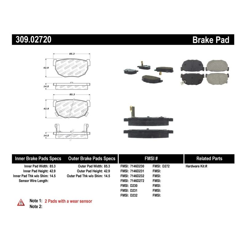 Stoptech 309.02720 Performance 89-98 240SX Rear Brake Pads