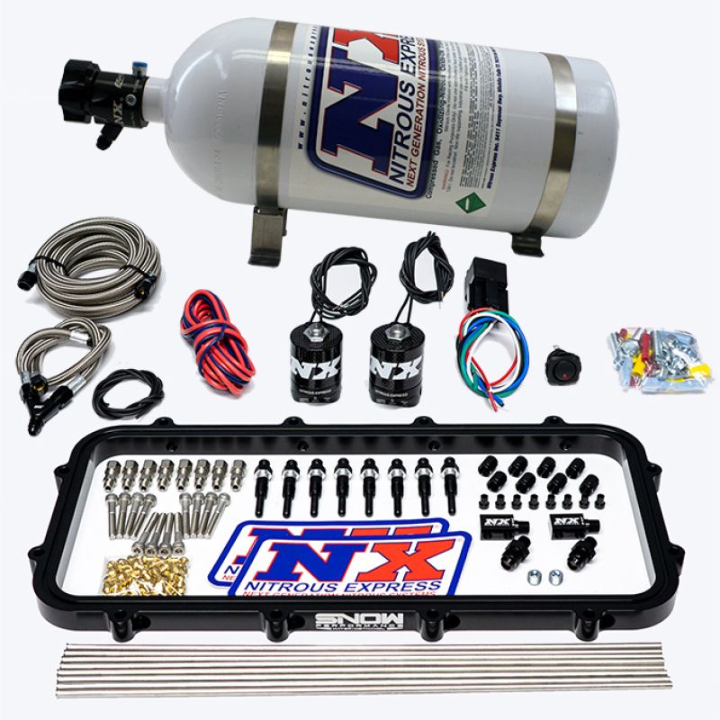 Nitrous Express 20963-10 Holley Hi-Ram Dry Direct Port Plate Nitrous System w/ 10lbs Bottle