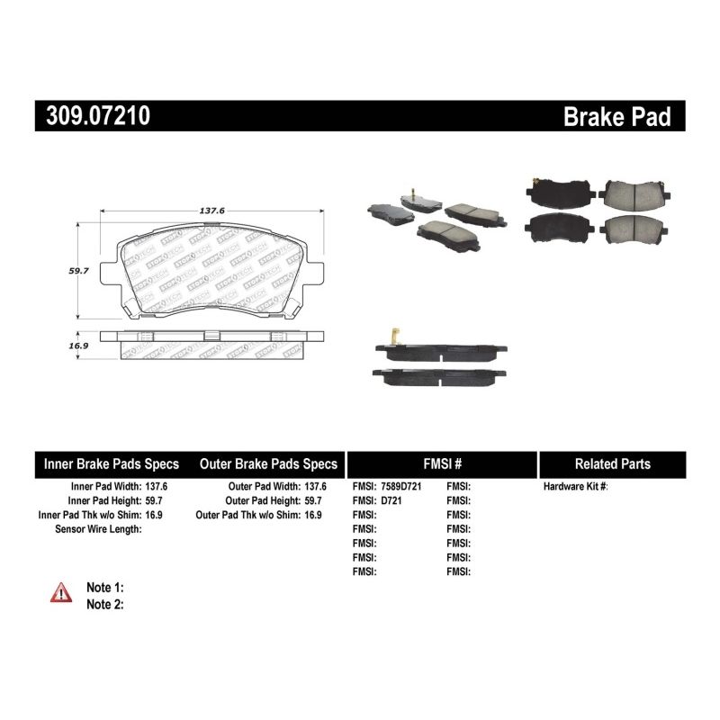 Stoptech 309.07210 Performance 02-03 WRX Front Brake Pads