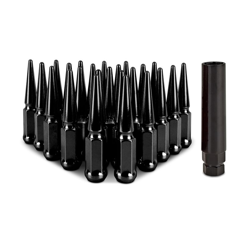Mishimoto MMLG-SP1215-24BK Steel Spiked Lug Nuts M12 x 1.5 24pc Set Black