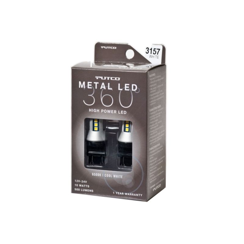 Putco 343157W-360 3157 - White Metal 360 LED