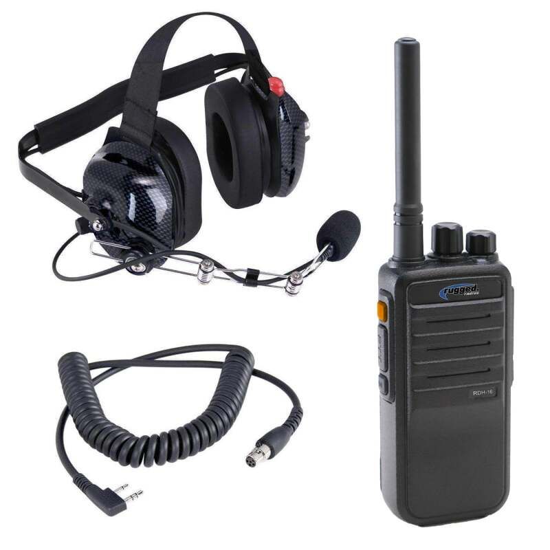 Rugged Radios CREW-R1 Crew Chief - H42 Spotter Headset and Rugged Handheld Radio Package - Blue