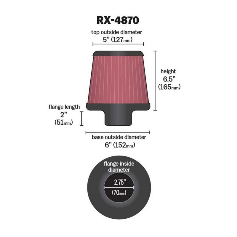 K&N RX-4870 Universal X-Stream Clamp-On Air Filter