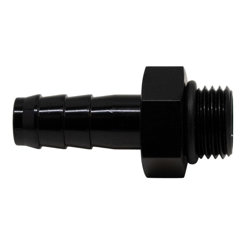 DeatschWerks 6-02-0501-B 6AN ORB Male to 3/8in Male Triple Barb Fitting (Incl O-Ring) - Anodized Matte Black