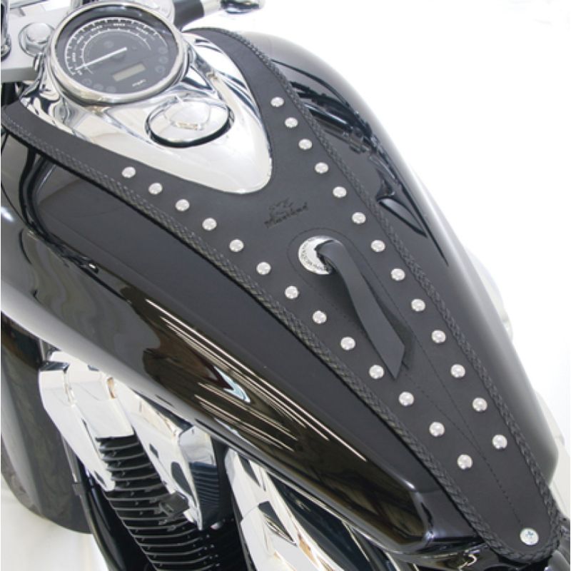 Mustang Motorcycle 93220 Mustang 10-14 Honda VT1300C Sabre, 10-16 VT1300C Stateline Cruiser Tank Bib w/Studs - Black