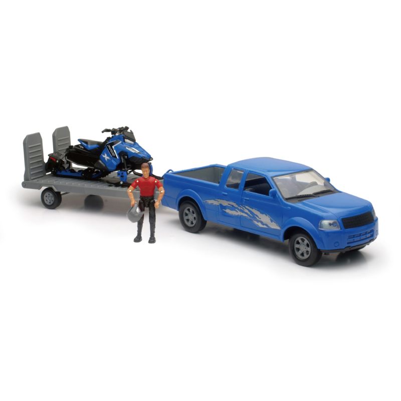 New Ray Toys SS-37406A Pickup with Polaris Switchback Snomobile and Figurine Set/ Scale - 1:18