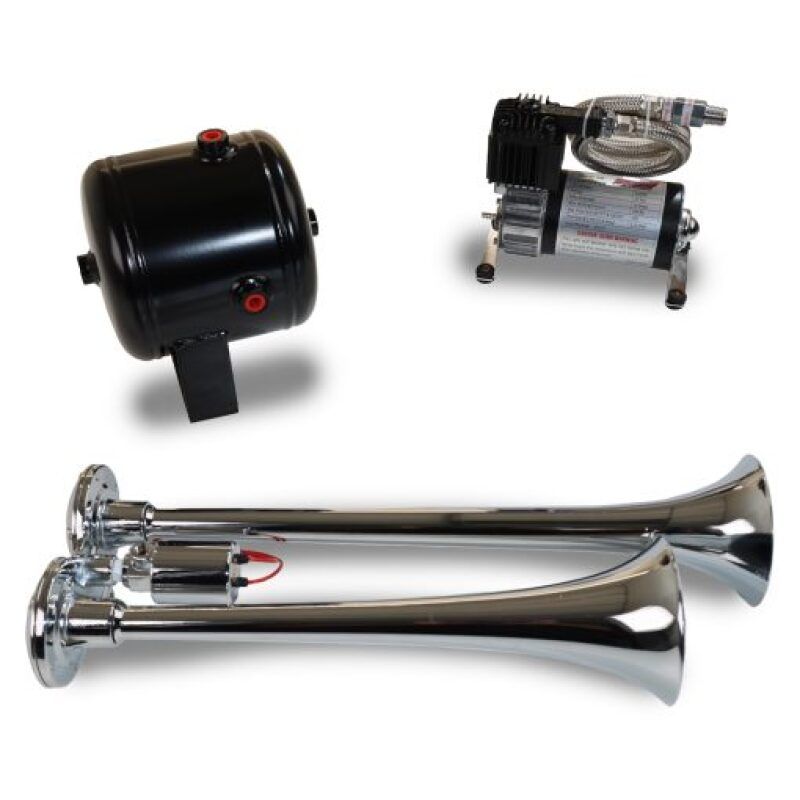 Kleinn Air Horns HK2 Kleinn Dual Chrome Horn Kit w/ 120 PSI Air Compressor / 0.5 gal Air Tank