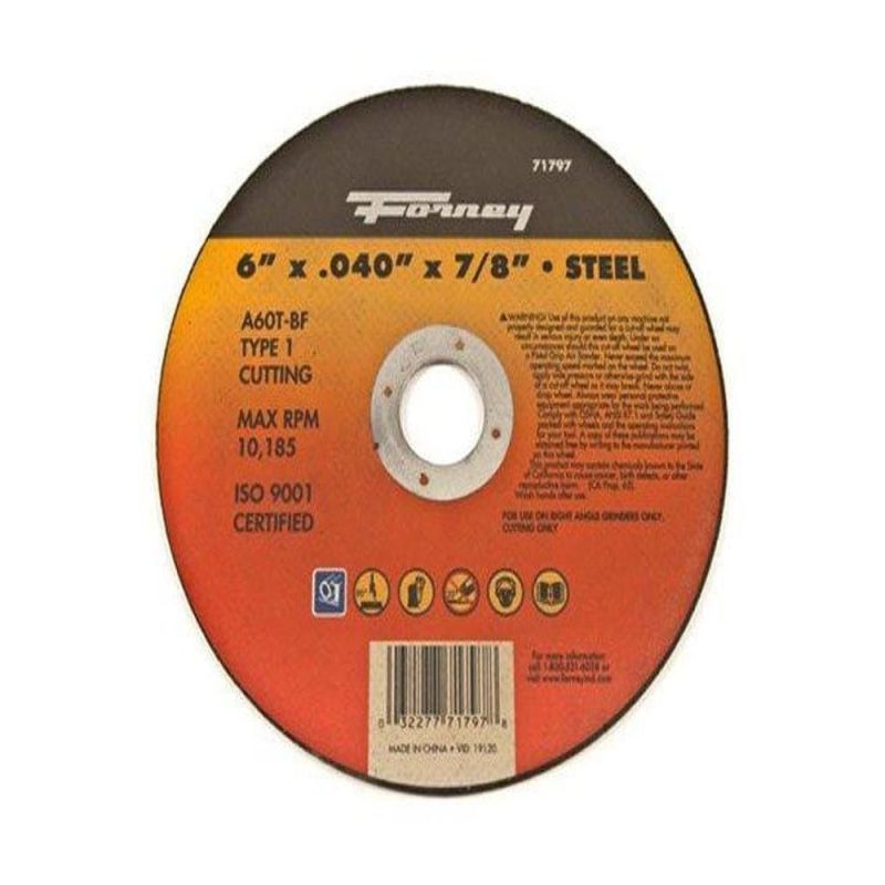 Forney 71797 Cut-Off Wheel with 7/8-Inch Arbor, Metal Type 1, A60T-BF, 6-Inch-by-0.040-Inch