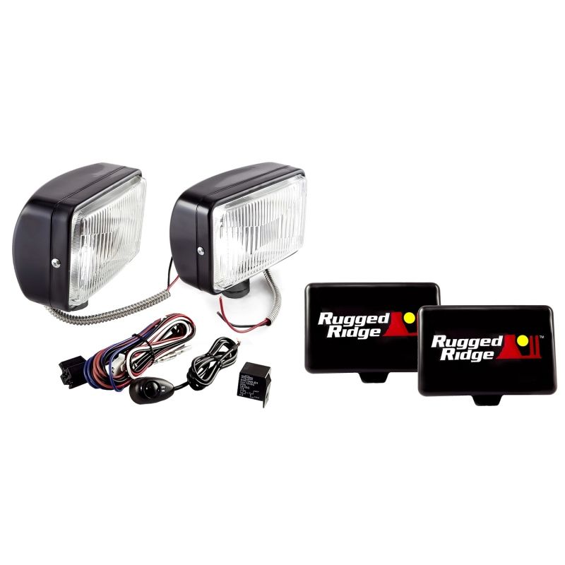 Rugged Ridge 15207.55 5x7-In Halogen Fog Light Kit Black Steel Housings