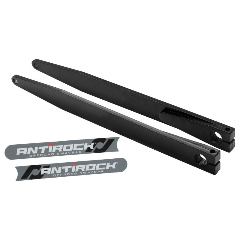 RockJock Antirock Fabricated Steel Sway Bar Arms 21in Long Slight Outward Bend w/ Stickers Pair