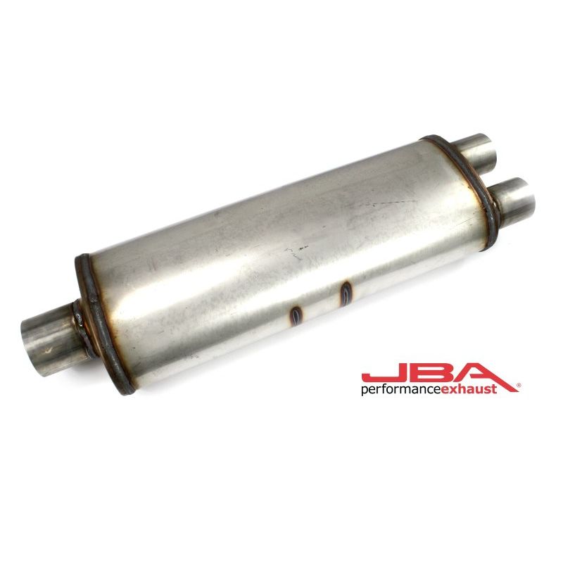 JBA Universal Chambered 304SS Muffler 25x8x5in 3in Center Inlet/2.5in Dual Outlet