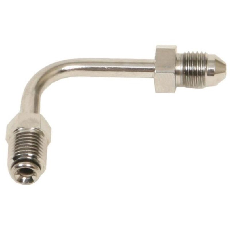 Russell Performance 3/8in-24 Inverted Flare to Male -3AN Steel Chrome 90 Degree Brake Line Fitting