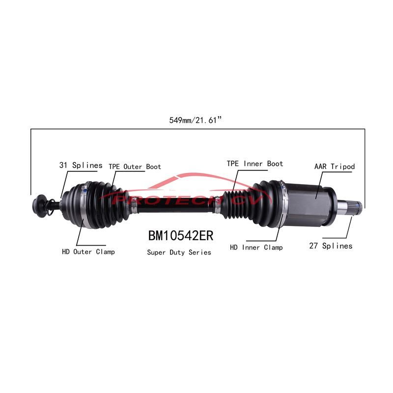PROTECH AXLES BM10542ER CV Axle Assembly