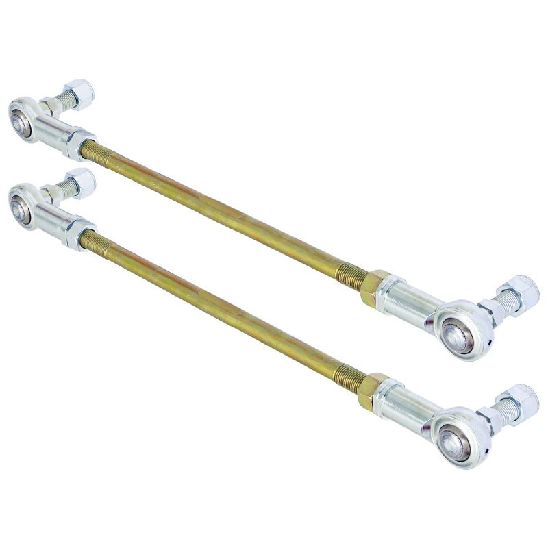 RockJock Adjustable Sway Bar End Link Kit 14in Long Rods w/ Heims and Jam Nuts pair
